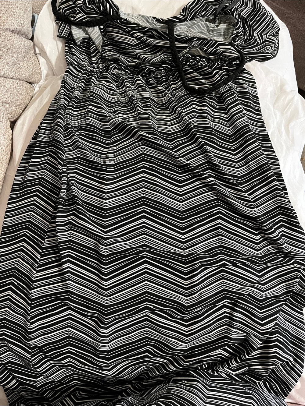 Saint Tropez West Black and White Striped Maxi Dress